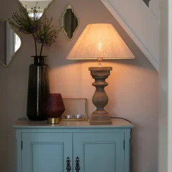 QAZQA Tischlampen|Wohnzimmerlampen*Country Tischlampe mit Leinenschirm beige 50 cm - Yssop