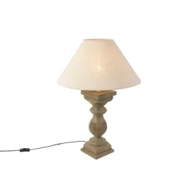 QAZQA Tischlampen|Wohnzimmerlampen*Country Tischlampe mit Leinenschirm beige 50 cm - Yssop