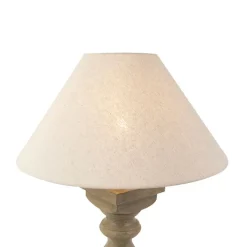 QAZQA Tischlampen|Wohnzimmerlampen*Country Tischlampe mit Leinenschirm beige 50 cm - Yssop