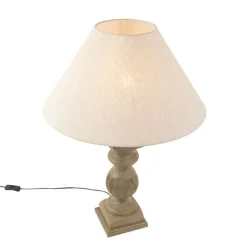 QAZQA Tischlampen|Wohnzimmerlampen*Country Tischlampe mit Leinenschirm beige 50 cm - Yssop