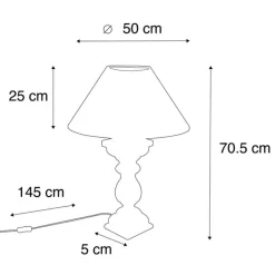QAZQA Tischlampen|Wohnzimmerlampen*Country Tischlampe mit Leinenschirm beige 50 cm - Yssop