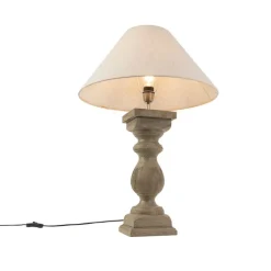 QAZQA Tischlampen|Wohnzimmerlampen*Country Tischlampe mit Leinenschirm beige 50 cm - Yssop