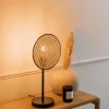QAZQA Tischlampen|Wohnzimmerlampen*Country Tischlampe schwarz mit Rattan 25 cm - Kata