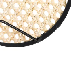 QAZQA Tischlampen|Wohnzimmerlampen*Country Tischlampe schwarz mit Rattan 25 cm - Kata