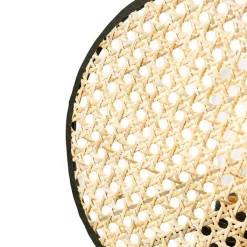 QAZQA Tischlampen|Wohnzimmerlampen*Country Tischlampe schwarz mit Rattan 25 cm - Kata