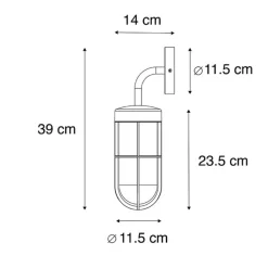 QAZQA Gartenbeleuchtung|Außenwandleuchten*Country Wandleuchte schwarz mit Glas - Elza