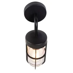 QAZQA Gartenbeleuchtung|Außenwandleuchten*Country Wandleuchte schwarz mit Glas - Elza