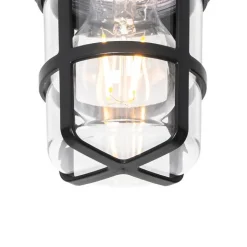 QAZQA Gartenbeleuchtung|Deckenleuchten Außen*Decken- und Wandleuchte schwarz mit klarem Schirm IP54 - Kiki