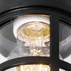 QAZQA Gartenbeleuchtung|Deckenleuchten Außen*Decken- und Wandleuchte schwarz mit klarem Schirm IP54 - Kiki