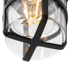 QAZQA Gartenbeleuchtung|Deckenleuchten Außen*Decken- und Wandleuchte schwarz mit klarem Schirm IP54 - Kiki