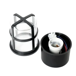 QAZQA Gartenbeleuchtung|Deckenleuchten Außen*Decken- und Wandleuchte schwarz mit klarem Schirm IP54 - Kiki