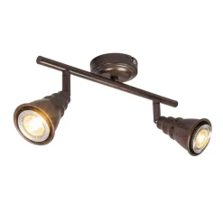 QAZQA Deckenstrahler|Aufbaustrahler*Decken- und Wandstrahler rostbraun schwenkbar - Coney 2