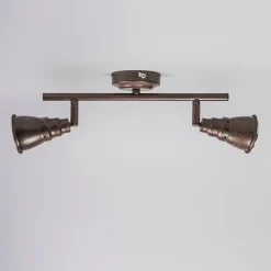 QAZQA Deckenstrahler|Aufbaustrahler*Decken- und Wandstrahler rostbraun schwenkbar - Coney 2