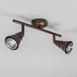 QAZQA Deckenstrahler|Aufbaustrahler*Decken- und Wandstrahler rostbraun schwenkbar - Coney 2