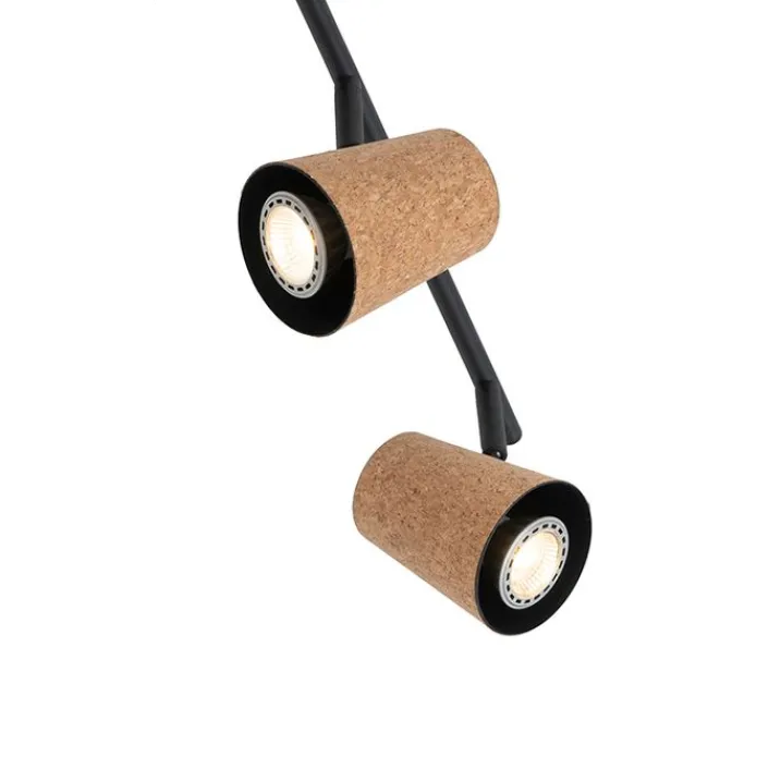 QAZQA Deckenstrahler|Aufbaustrahler*Deckenfleck schwarz mit Korkschirm 4-Licht verstellbar - Corky