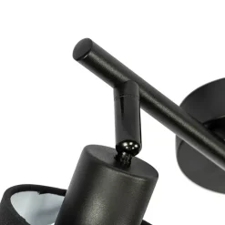 QAZQA Deckenstrahler|Aufbaustrahler*Deckenfleck schwarz mit schwarzem Schirm 2-Licht verstellbar - Hetta