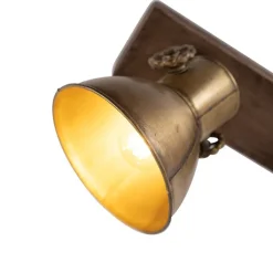 QAZQA Deckenstrahler|Aufbaustrahler*Deckenleuchte Bronze 2-Lichter mit Holz - Mangos