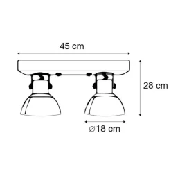 QAZQA Deckenstrahler|Aufbaustrahler*Deckenleuchte Bronze 2-Lichter mit Holz - Mangos