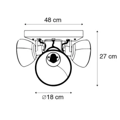 QAZQA Deckenstrahler|Aufbaustrahler*Deckenleuchte Bronze mit Holz 3-flammig - Mangos
