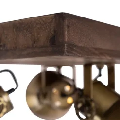 QAZQA Deckenstrahler|Aufbaustrahler*Deckenleuchte Bronze mit Holz 3-flammig - Mangos