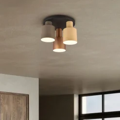 Trio Leuchten Deckenleuchten|Wohnzimmerlampen*Deckenleuchte Bronze mit Taupe und Beige 3-flammig - Ans