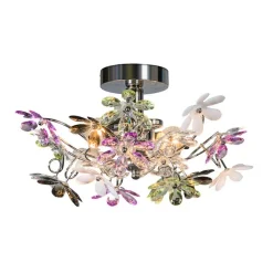 Trio Leuchten Schlafzimmerlampen|Küchenlampen*Deckenleuchte Chrom mit bunten Kunststoffblumen 38cm - Fiore