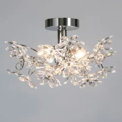 Trio Leuchten Schlafzimmerlampen|Küchenlampen*Deckenleuchte Chrom mit bunten Kunststoffblumen 38cm - Fiore