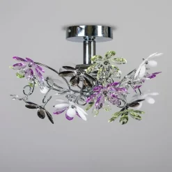 Trio Leuchten Schlafzimmerlampen|Küchenlampen*Deckenleuchte Chrom mit bunten Kunststoffblumen 38cm - Fiore