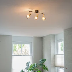 QAZQA Deckenleuchten|Wohnzimmerlampen*Deckenleuchte gold 45 cm mit Rauchglas 3-flammig - Vidro