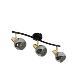 QAZQA Deckenleuchten|Wohnzimmerlampen*Deckenleuchte gold 45 cm mit Rauchglas 3-flammig - Vidro