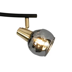 QAZQA Deckenleuchten|Wohnzimmerlampen*Deckenleuchte gold 45 cm mit Rauchglas 3-flammig - Vidro