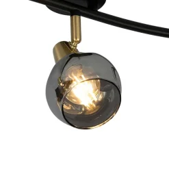 QAZQA Deckenleuchten|Wohnzimmerlampen*Deckenleuchte gold 45 cm mit Rauchglas 3-flammig - Vidro