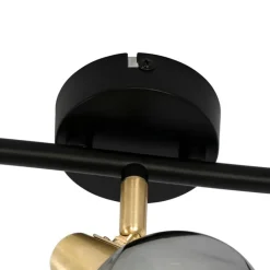 QAZQA Deckenleuchten|Wohnzimmerlampen*Deckenleuchte gold 45 cm mit Rauchglas 3-flammig - Vidro