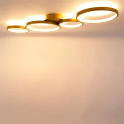 QAZQA Schlafzimmerlampen|Küchenlampen*Deckenleuchte gold inkl. LED 3-stufig dimmbar 4-flammig - Lupolo