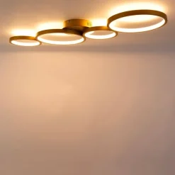 QAZQA Schlafzimmerlampen|Küchenlampen*Deckenleuchte gold inkl. LED 3-stufig dimmbar 4-flammig - Lupolo