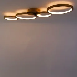 QAZQA Schlafzimmerlampen|Küchenlampen*Deckenleuchte gold inkl. LED 3-stufig dimmbar 4-flammig - Lupolo