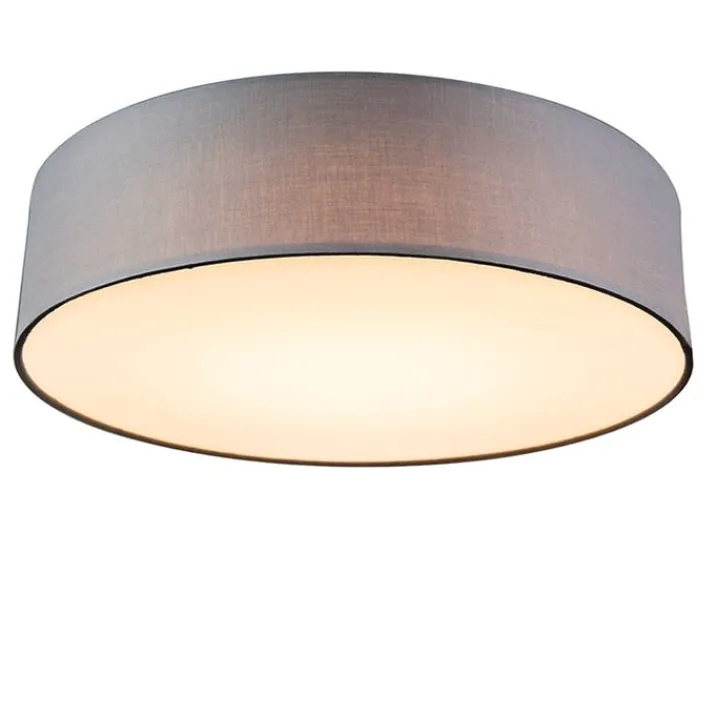 Kinder QAZQA Kinderzimmerlampen|Schlafzimmerlampen*Deckenleuchte grau 40 cm inkl. LED - Drum LED