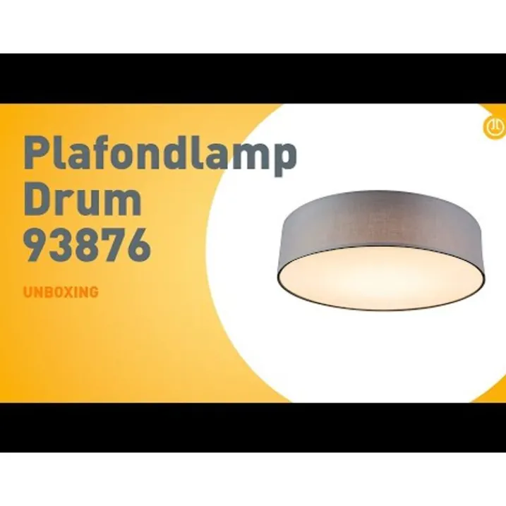 Kinder QAZQA Kinderzimmerlampen|Schlafzimmerlampen*Deckenleuchte grau 40 cm inkl. LED - Drum LED