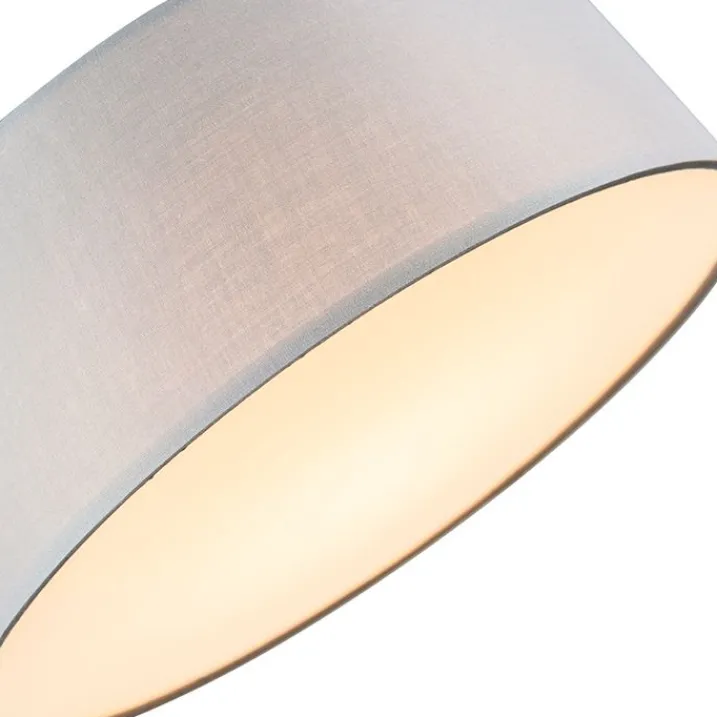 Kinder QAZQA Kinderzimmerlampen|Schlafzimmerlampen*Deckenleuchte grau 40 cm inkl. LED - Drum LED