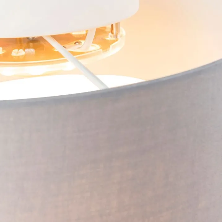 Kinder QAZQA Kinderzimmerlampen|Schlafzimmerlampen*Deckenleuchte grau 40 cm inkl. LED - Drum LED