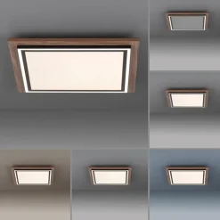 Paul Neuhaus Led-Deckenleuchten|Deckenleuchten*Deckenleuchte Holz quadratisch inkl. LED mit Fernbedienung - Ajdin