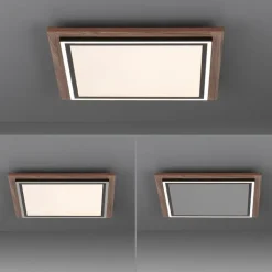 Paul Neuhaus Led-Deckenleuchten|Deckenleuchten*Deckenleuchte Holz quadratisch inkl. LED mit Fernbedienung - Ajdin