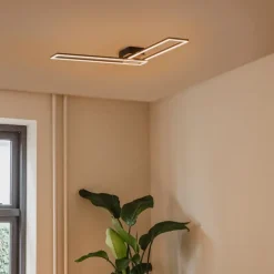 QAZQA Led-Deckenleuchten|Deckenleuchten*Deckenleuchte länglich schwarz 3-stufig dimmbar - Plazas Novo