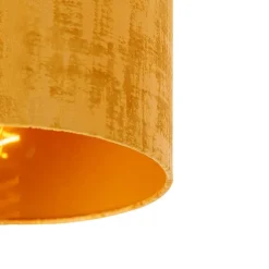 QAZQA Deckenleuchten|Wohnzimmerlampen*Deckenleuchte mattschwarzer Samtschirm Gold 25 cm - Kombi