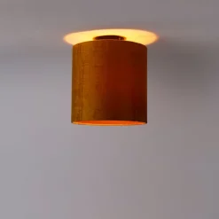 QAZQA Deckenleuchten|Wohnzimmerlampen*Deckenleuchte mattschwarzer Samtschirm Gold 25 cm - Kombi