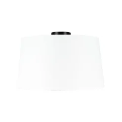 QAZQA Deckenleuchten|Wohnzimmerlampen*Deckenleuchte mattschwarz mit weißem Lampenschirm 45 cm - Combi