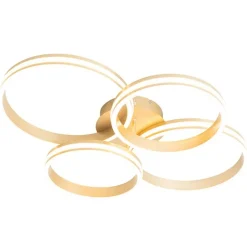 QAZQA Led-Deckenleuchten|Deckenleuchten*Deckenleuchte Messing inkl. LED 3-stufig dimmbar 4-flammig - Navara