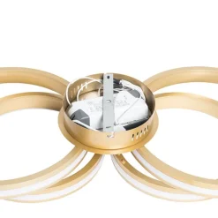 QAZQA Led-Deckenleuchten|Deckenleuchten*Deckenleuchte Messing inkl. LED 3-stufig dimmbar 4-flammig - Navara