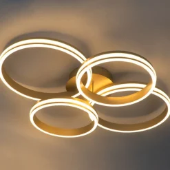 QAZQA Led-Deckenleuchten|Deckenleuchten*Deckenleuchte Messing inkl. LED 3-stufig dimmbar 4-flammig - Navara