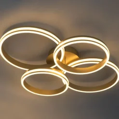 QAZQA Led-Deckenleuchten|Deckenleuchten*Deckenleuchte Messing inkl. LED 3-stufig dimmbar 4-flammig - Navara